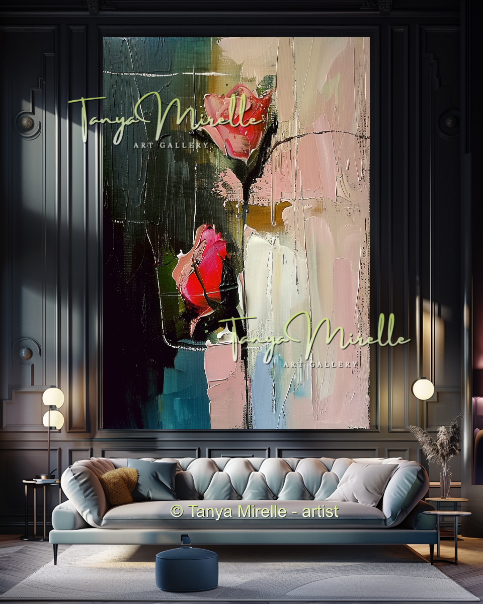 Floral Abstract Painting - Modern Flower Wall Art #159