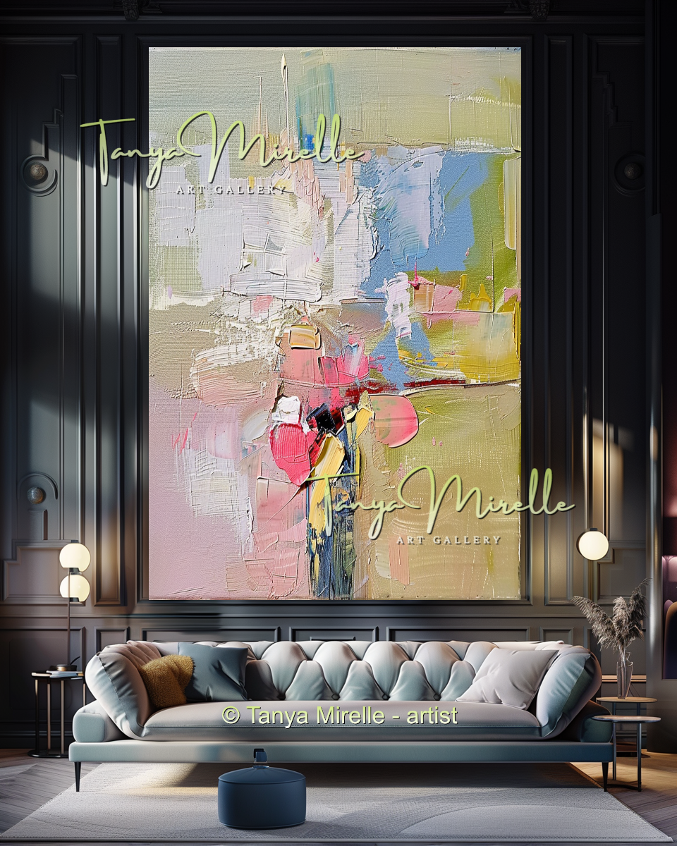 Pastel Minimalist Oil Painting for Luxury Interiors #293