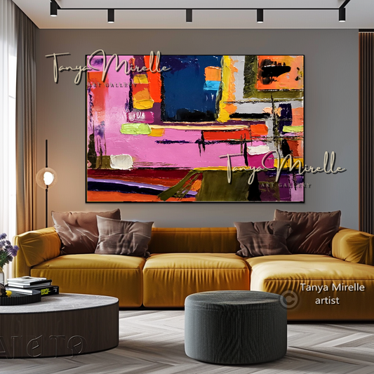 Colorful Abstract Impasto Painting - Textured Modern Wall Art on Canvas #87