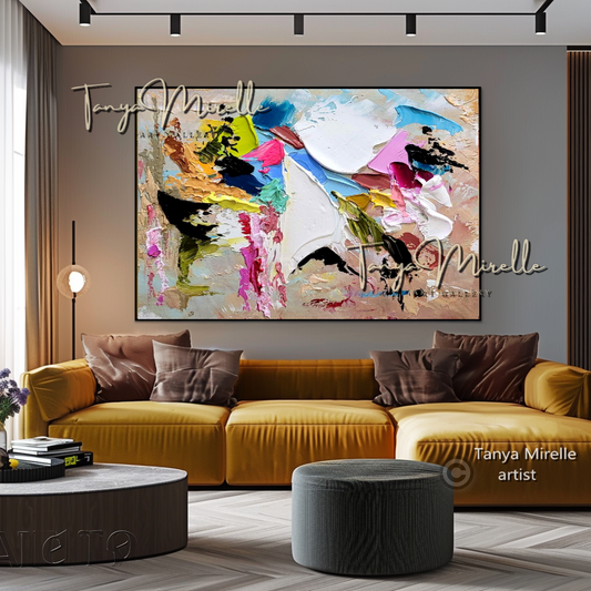 Large Abstract Impasto Painting - Textured Contemporary Wall Art Canvas #90