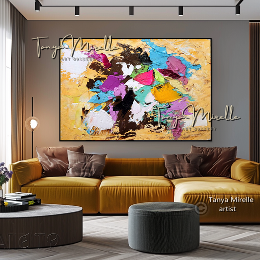 Large Abstract Impasto Painting - Textured Contemporary Wall Art Canvas #96