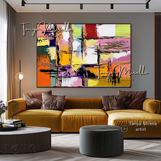 Vivid Abstract Impasto Painting - Textured Contemporary Wall Art Canvas #99
