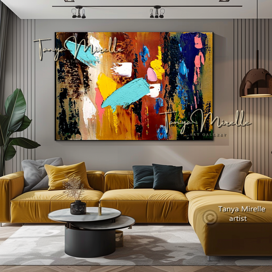 Large Abstract Impasto Painting - Textured Contemporary Wall Art Canvas #95