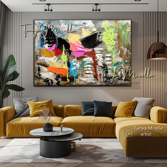 Large Abstract Impasto Painting - Textured Contemporary Wall Art Canvas #91