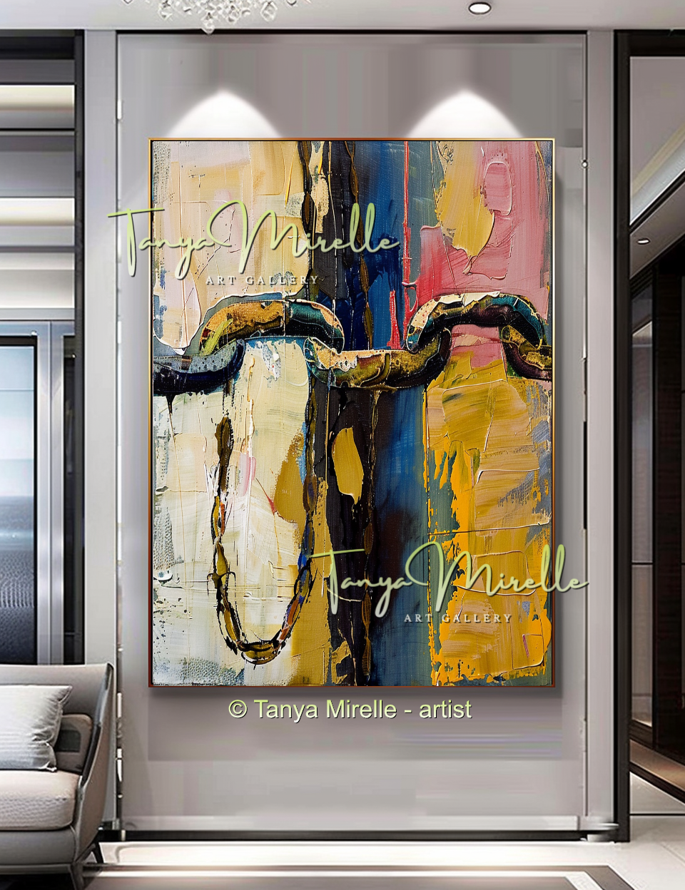 Chains Palette Knife Abstract Oil Painting, Large Canvas Art #256