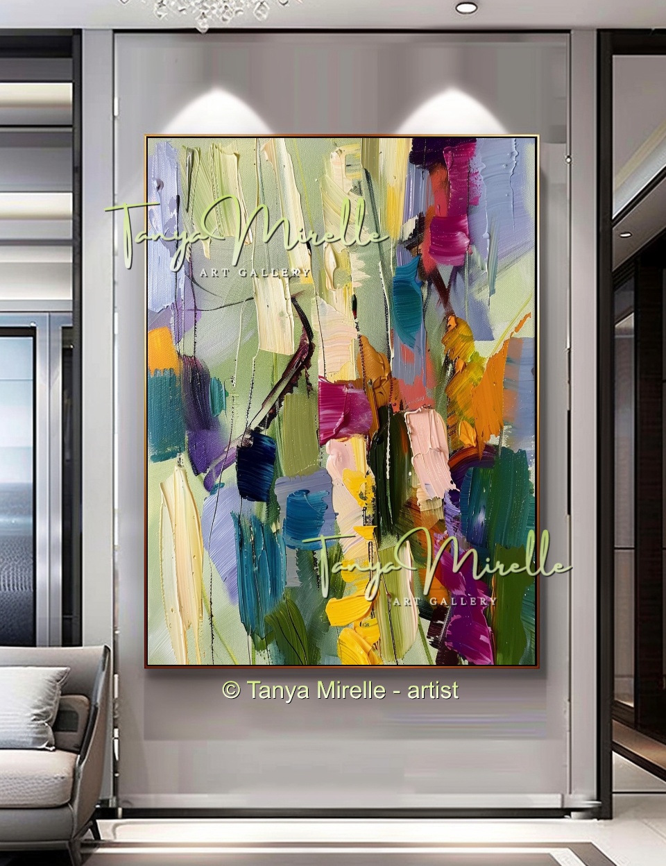 Abstract Impasto Oil Painting, Floral Wall Art Decor #266