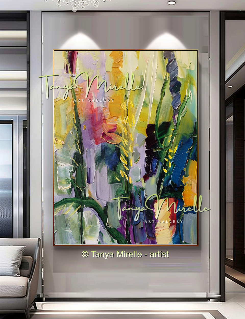 Abstract Impasto Oil Painting, Floral Wall Art Decor #266