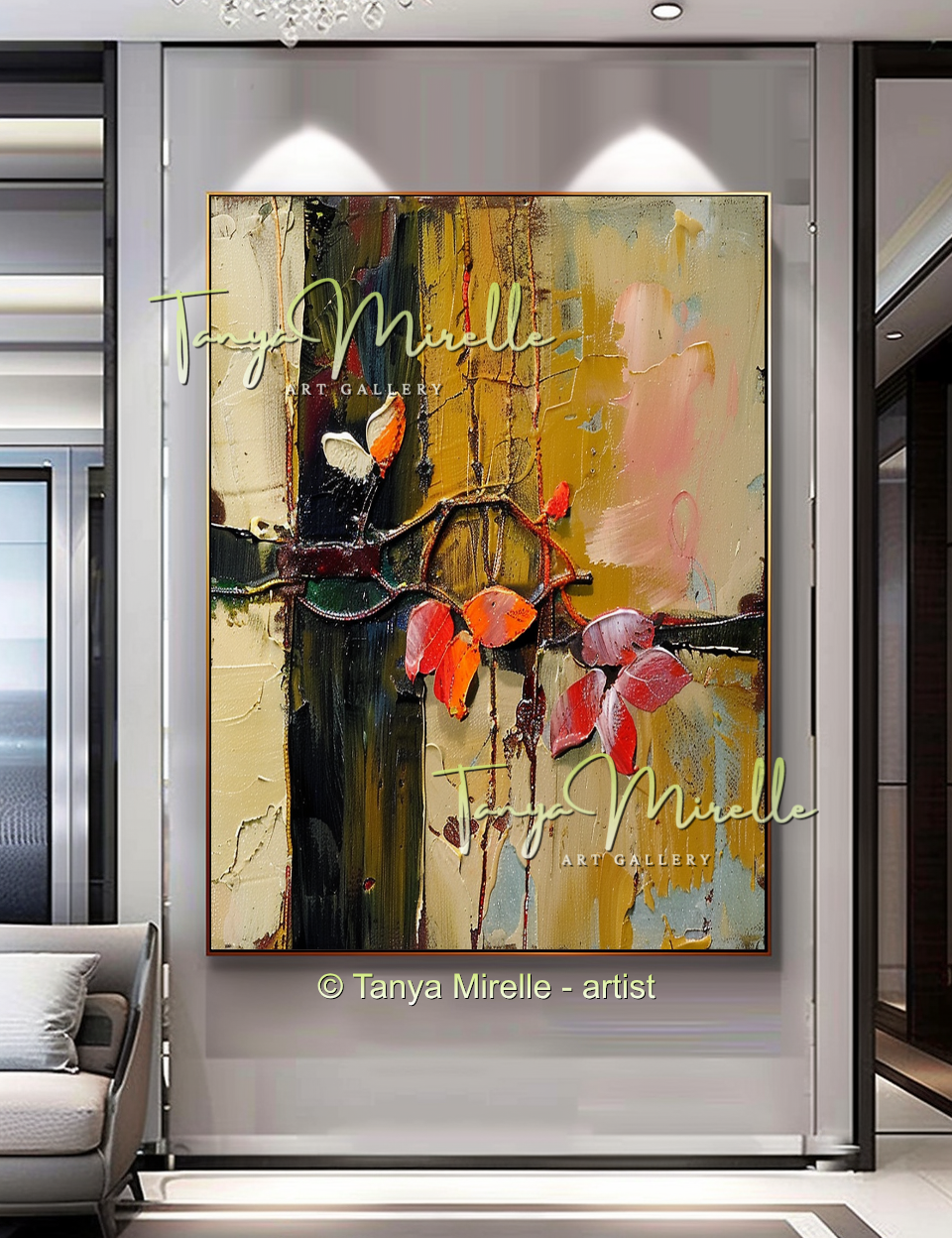 Textured Flower Oil Painting, Modern Floral Wall Art#245