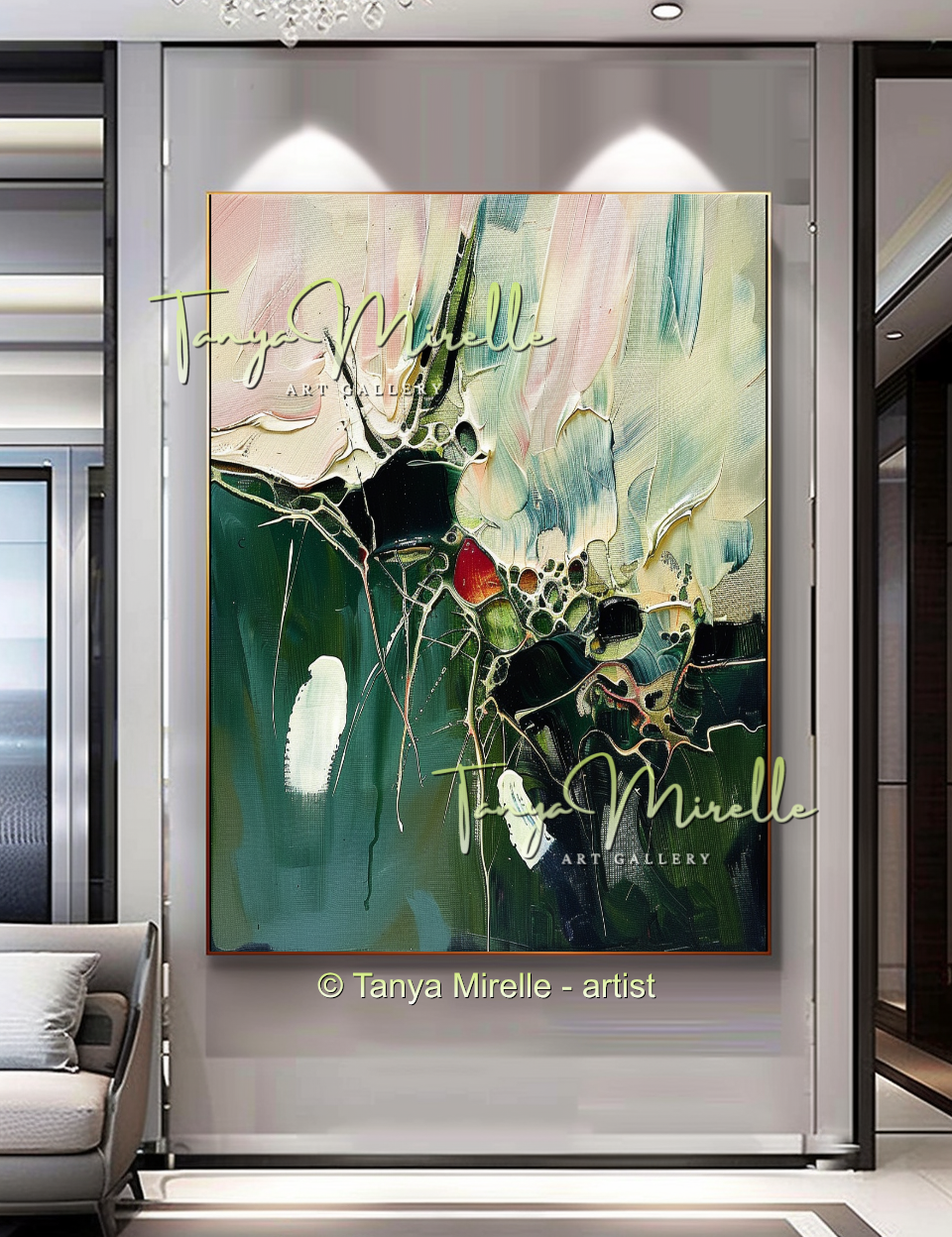 Bold Green Abstract Impasto Oil Painting on Canvas #250