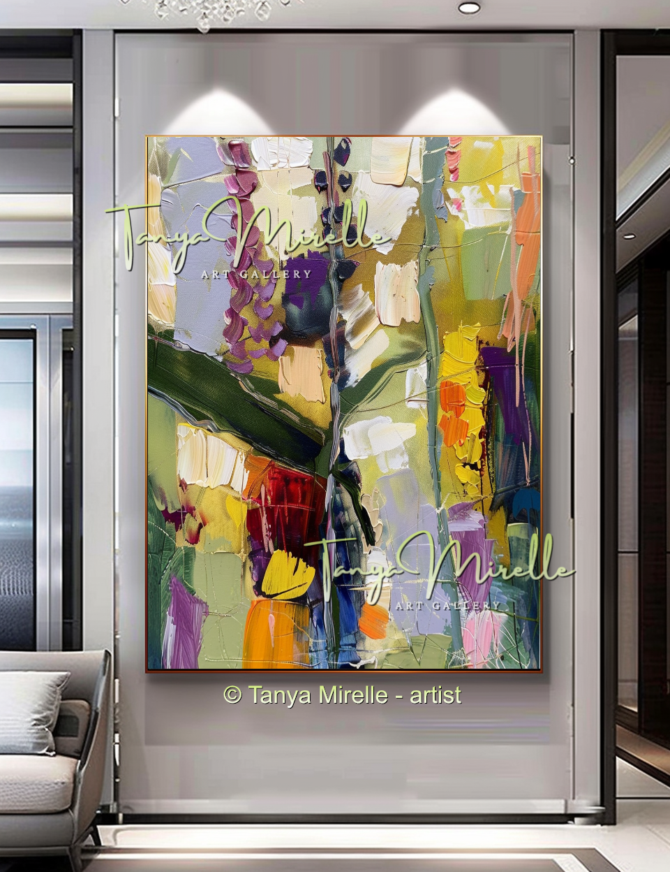 Abstract Impasto Oil Painting, Floral Wall Art Decor #266