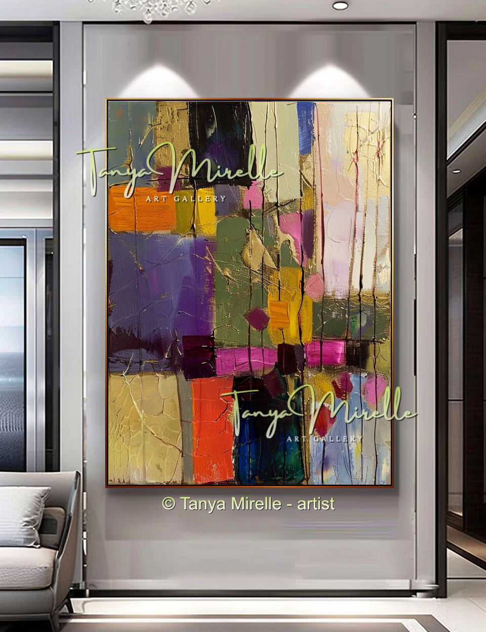 Urban Grid,Textured Abstract Color Fields, Bold Home Decor #264