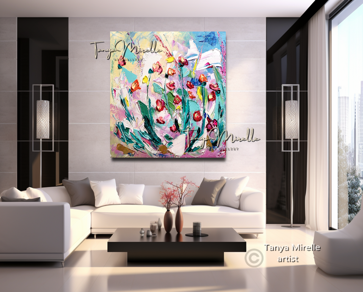 Abstract Floral Painting - Colorful Modern Wall Art Canvas #108