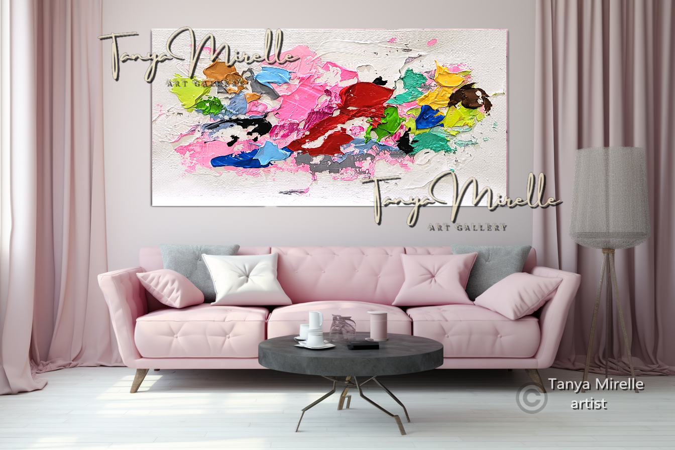 Vibrant Pink Abstract Impasto Painting - Colorful Modern Wall Art #137