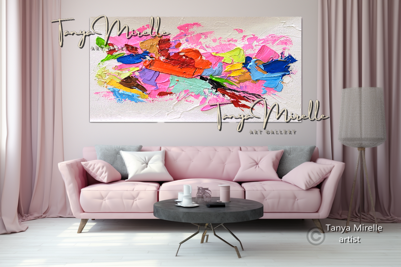 Vibrant Pink Abstract Impasto Painting - Colorful Modern Wall Art #136