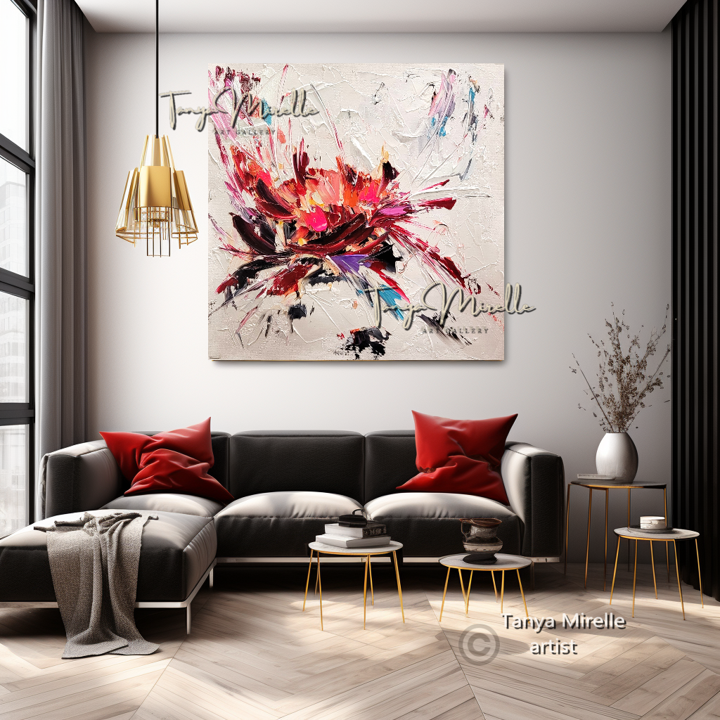Abstract Floral Painting - Colorful Modern Wall Art Canvas #106