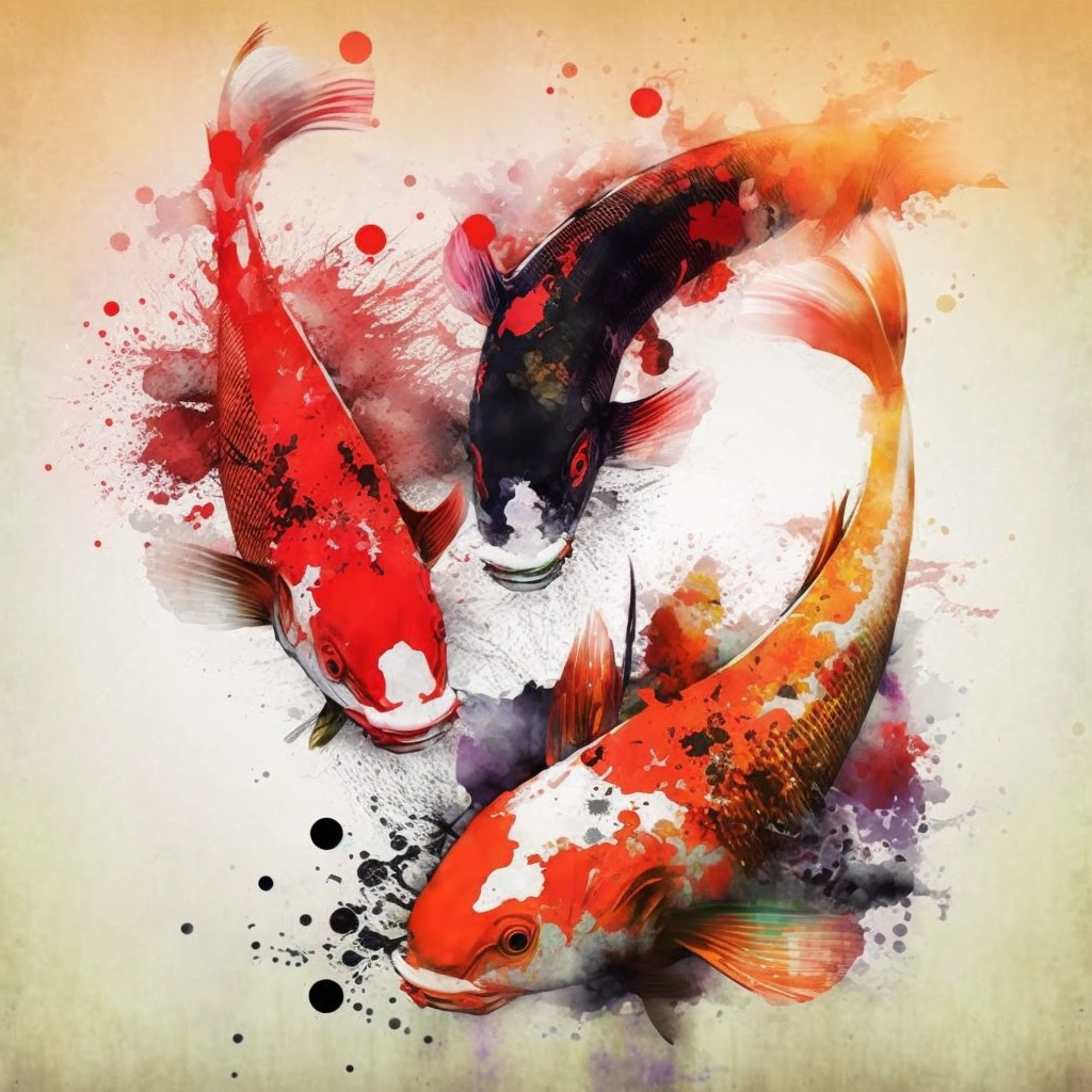 Nautical & Koi Fish Art Print