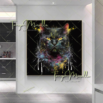 Vibrant Cat Canvas Print –  Modern Animal Wall Art