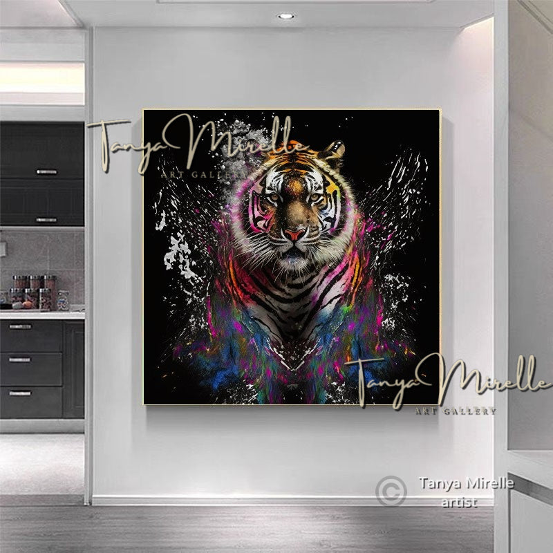 Modern Tiger Art Print on Canvas – Abstract Animal Wall Art