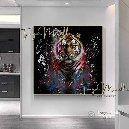 Modern Tiger Art Print on Canvas – Abstract Animal Wall Art