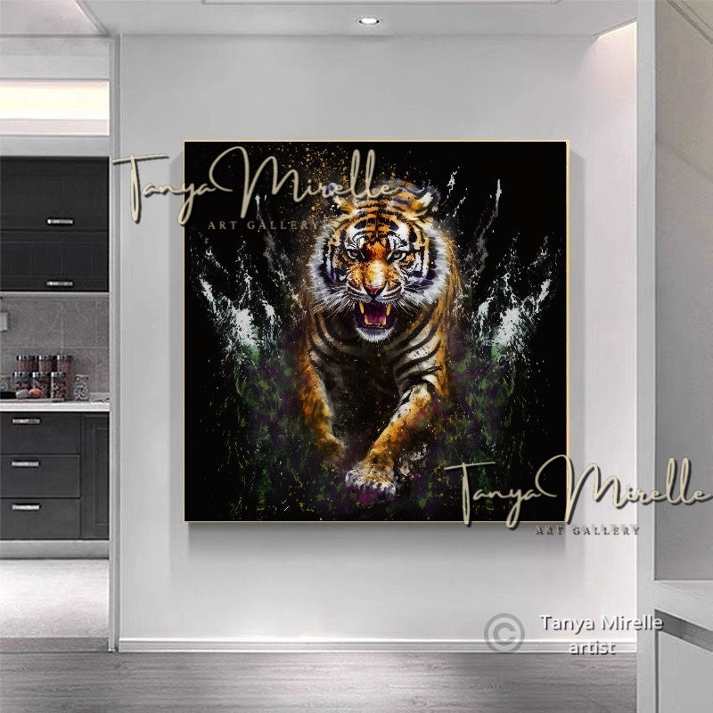 Modern Tiger Art Print on Canvas – Abstract Animal Wall Art