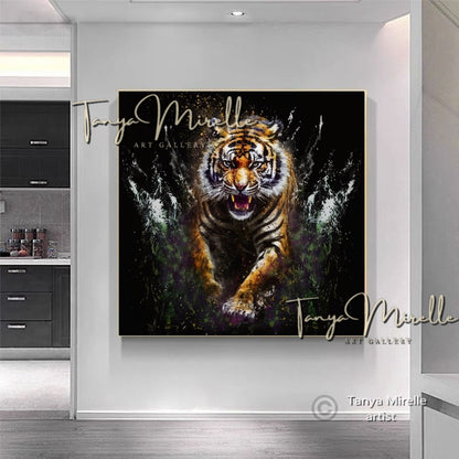 Modern Tiger Art Print on Canvas – Abstract Animal Wall Art