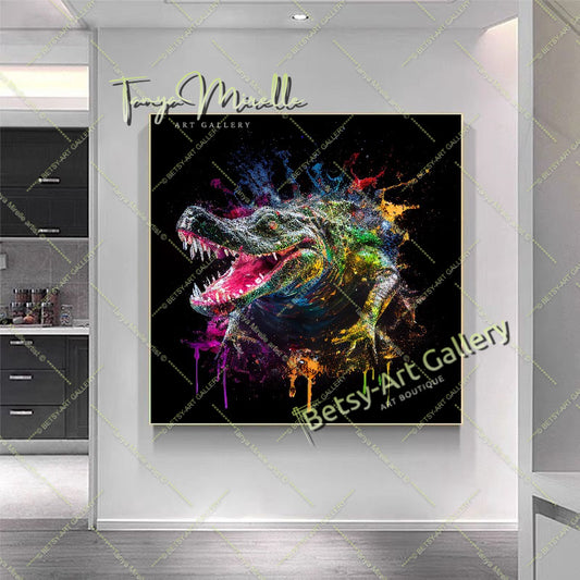 Colorful Crocodile Print – Contemporary Animal Printed Canvas