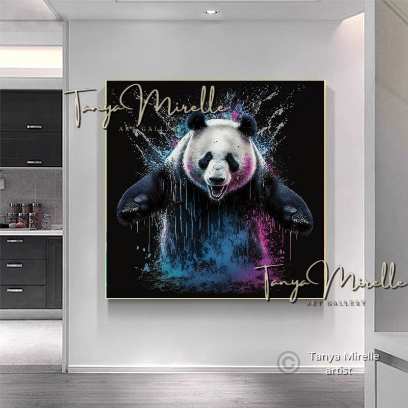 Vibrant Panda Print Art – Contemporary Canvas Wall Decor