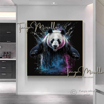 Vibrant Panda Print Art – Contemporary Canvas Wall Decor