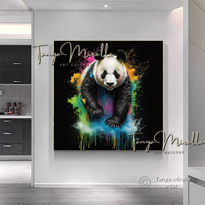 Vibrant Panda Print Art – Contemporary Canvas Wall Decor