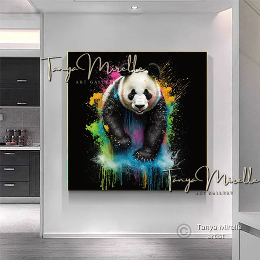 Vibrant Panda Print Art – Contemporary Canvas Wall Decor