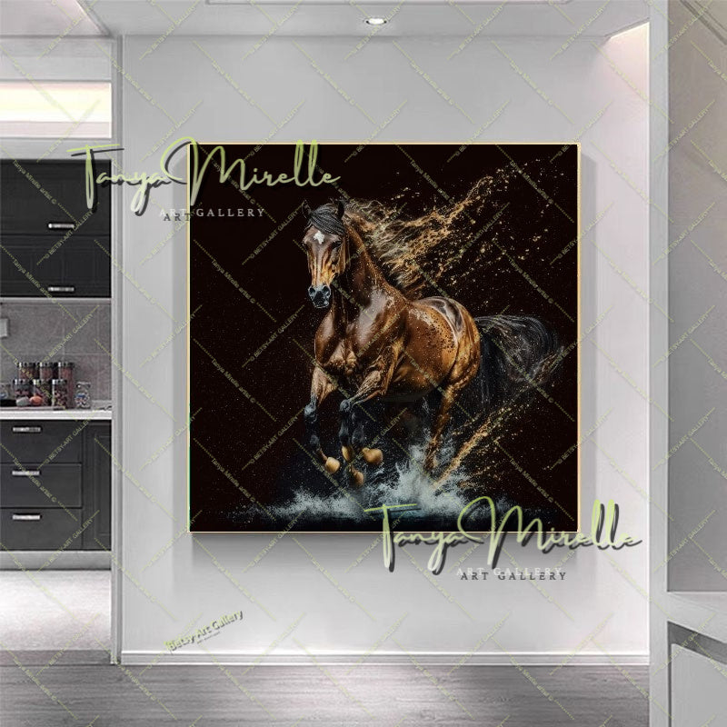 Horse Wall Decor – Abstract Equine Art on Stretched Canvas