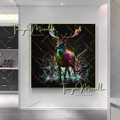 Colorful Deer Print on Canvas – Modern Wildlife Wall Art
