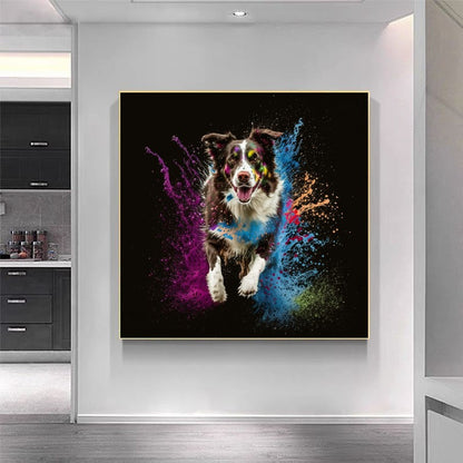 Colorful Dog Wall Art Print - Vibrant Splatter Paint Dog Canvas #3