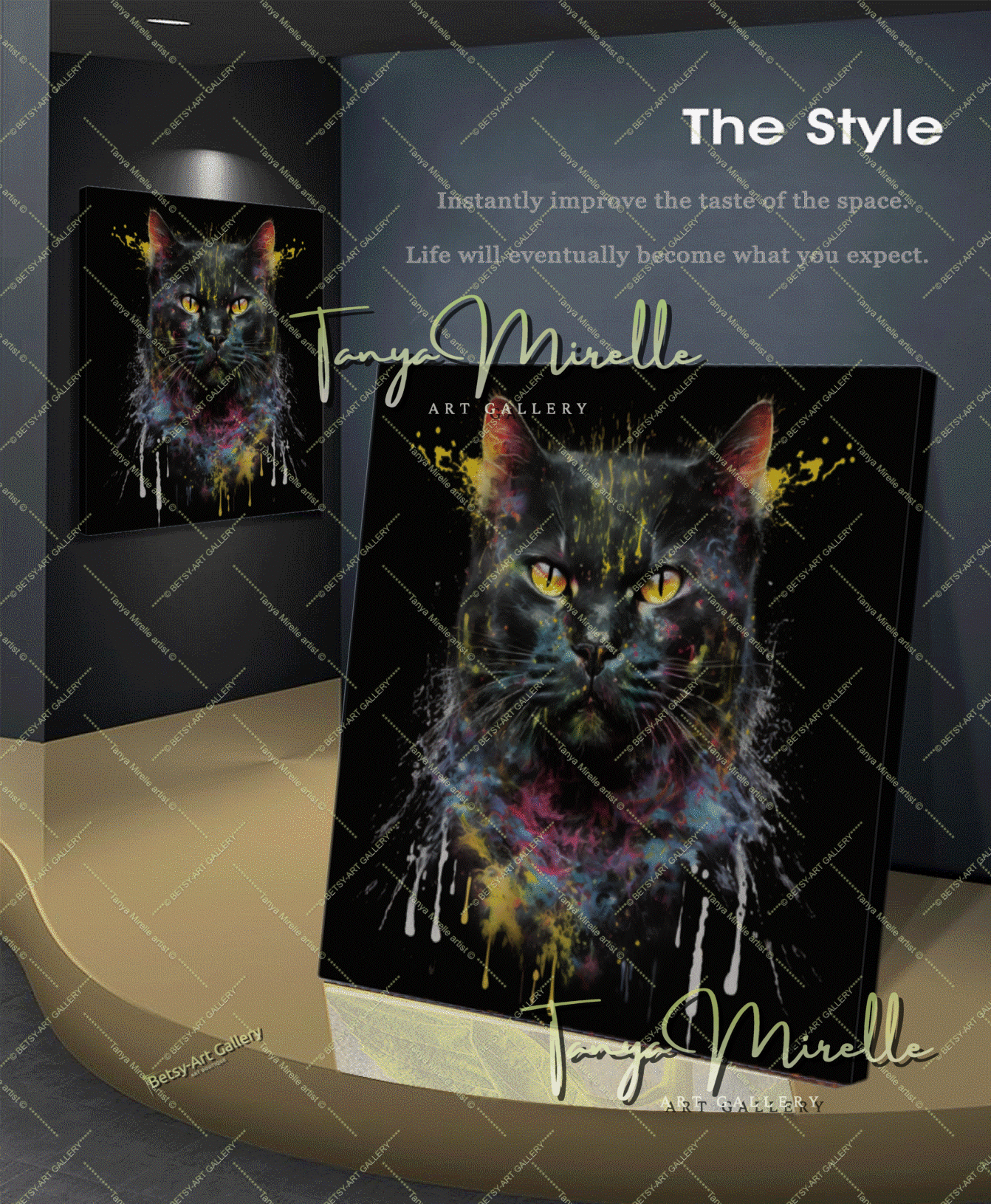 Vibrant Cat Canvas Print –  Modern Animal Wall Art