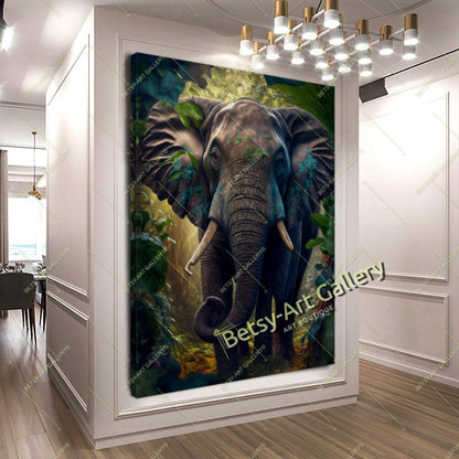 Jungle Elephant Canvas Print - African Wildlife Artwork