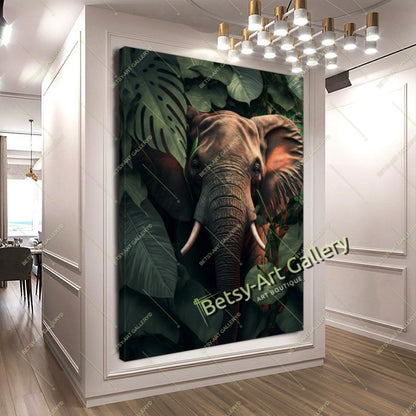 Jungle Elephant Canvas Print - African Wildlife Artwork