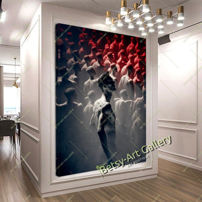 Rise from the Crowd – Abstract Figurative Art Print on Canvas