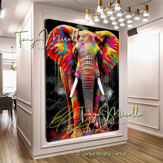 Urban Graffiti Giraffe Canvas Print – Bright Animal Wall Art