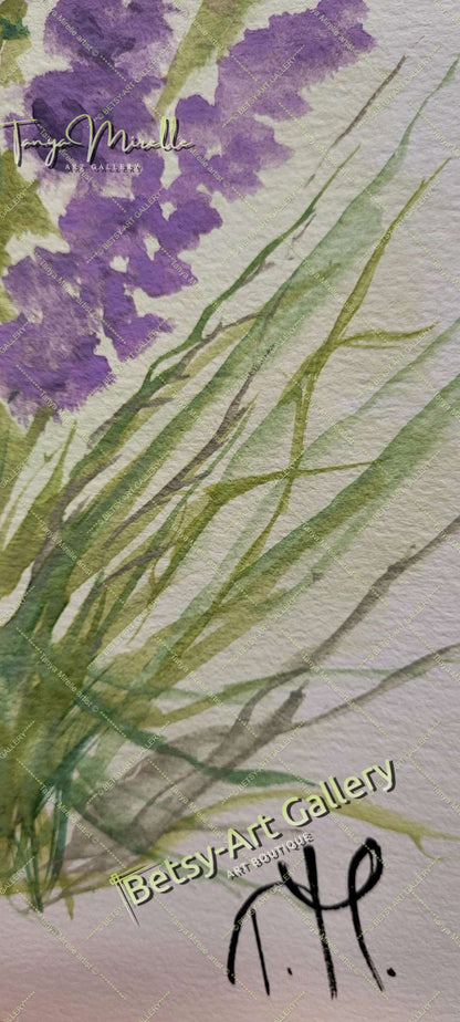 Watercolor Lavender Painting, Botanical Wall Art No Frame abstract expressionism art print birthday gift blooming garden art botanical print colorful painting floral art floral painting garden painting gift for mom lavender painting mediterranean art modern art modern wall art nature painting paper painting small painting wall art home decor watercolor floral watercolor flowers watercolor landscape watercolor painting wildflowers painting