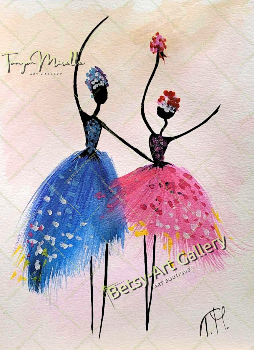 Original Watercolor Ballet Painting, Ballerina Dance Art No Frame abstract expressionism art for girls Ballerina Dance ballerina print ballet decor ballet painting birthday gift colorful painting dance wall art dancer illustration elegant art gift for mom modern art modern wall art paper painting small painting wall art home decor watercolor art watercolor painting
