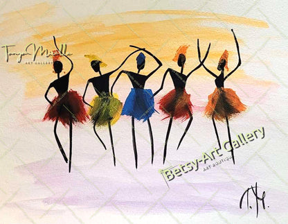 African Dance Watercolor Painting - Colorful Tribal Dancer Art No Frame abstract dance print abstract expressionism African dance art African decor art for girls birthday gift colorful painting cultural art dance wall art dancer illustration dancer wall art ethnic home decor gift for mom modern wall art paper painting small painting tribal artwork watercolor art watercolor painting
