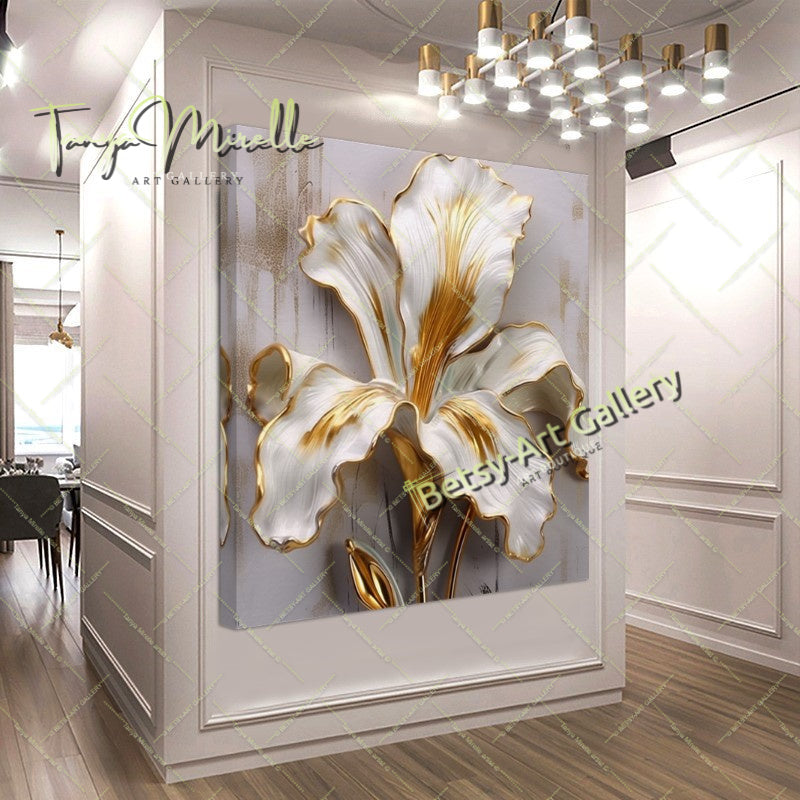 Textured Flower Bouquet Canvas Print, Floral Home Wall Art Decor