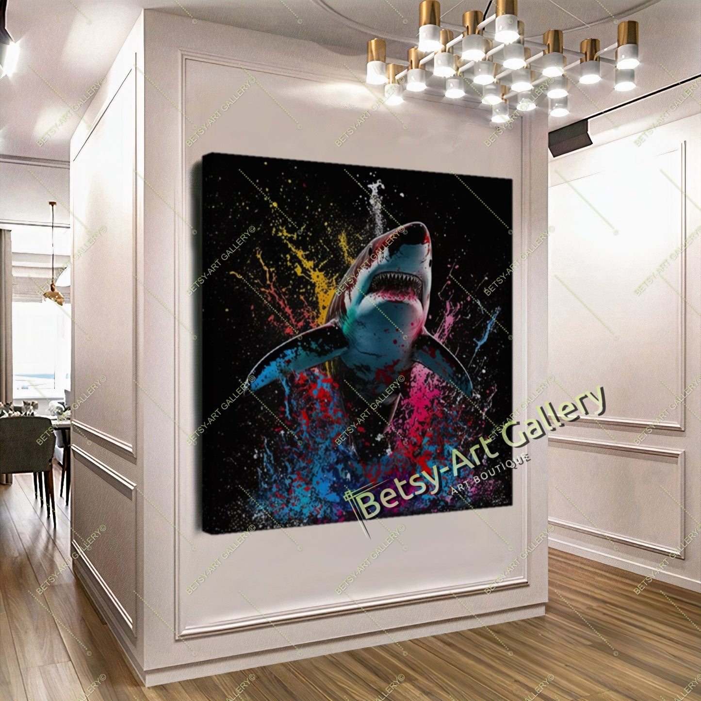 Bold Shark Canvas Print – Modern Ocean Wildlife Home Art