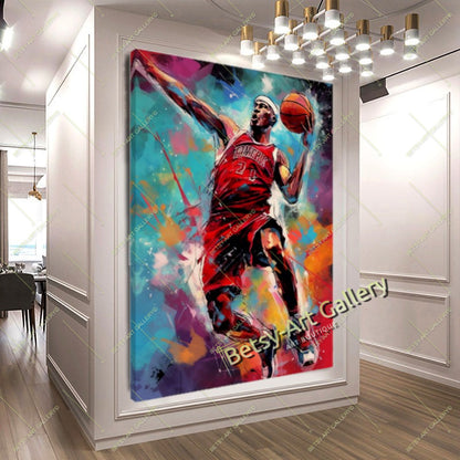Basketball Player Canvas Print, Dynamic Sports Wall Art
