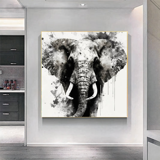 Graffiti Black White Abstract Elephant Wall Art – Modern Wildlife Canvas Print
