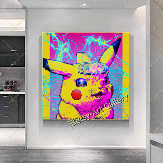 Yellow Pokémon Canvas Print, Pikachu Wall Art