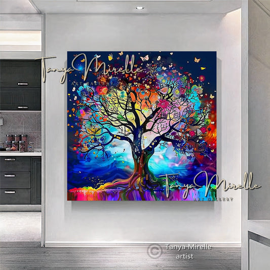 Colorful Abstract Tree of Life Wall Art Print