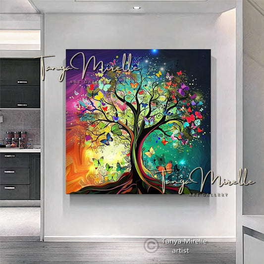 Colorful Abstract Tree of Life Wall Art Print #1