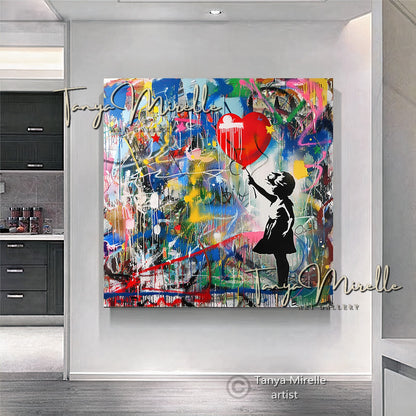Banksy Girl with Heart Balloon Canvas Print
