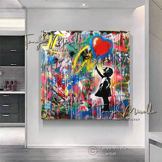 Banksy Girl with Heart Balloon Canvas Print